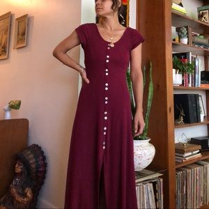 90s ribbed button front maxi dress